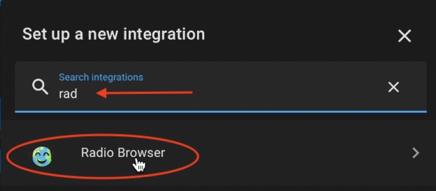 Home Assistant radio browser integration