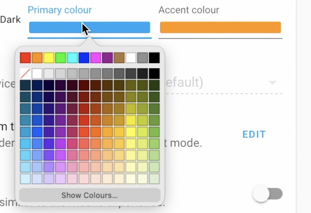 select your primary and accent color