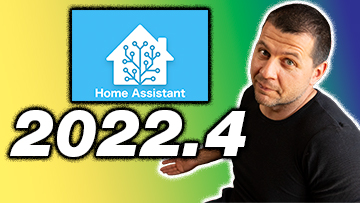Home Assistant logo and label and a big 2022.4 text below. Kiril Peyanski looking from one of the sides
