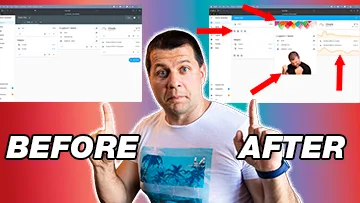 KIril Peyanski pointing at two Home Assistant Dashboards with label before and after below them