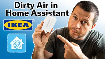 Kiril Peyanski pointing at Vintriktning Air Quality Sensor from IKEA with Dirty Air in Home Assistant label