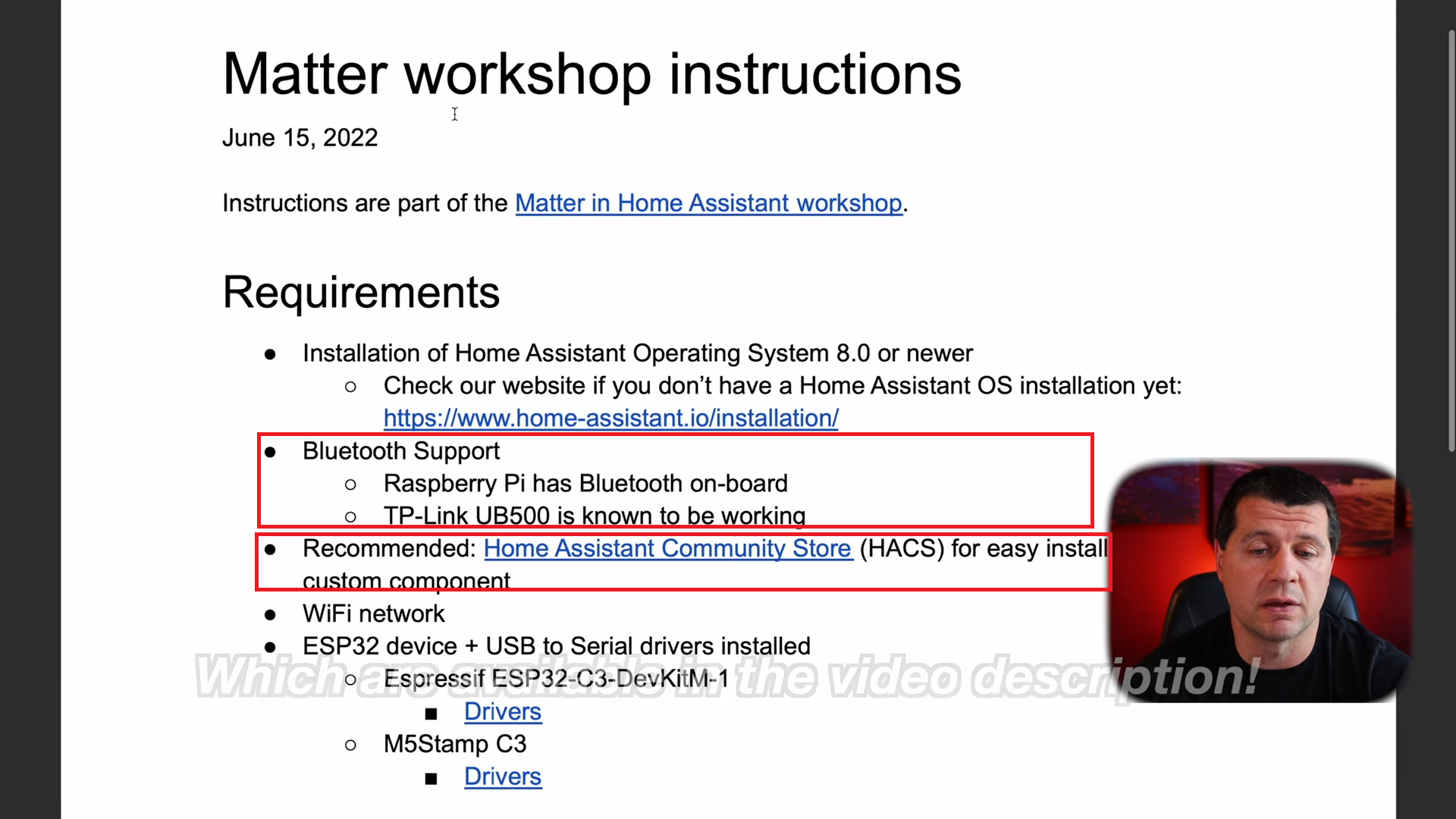 A picture of Matter Standard requirements. 