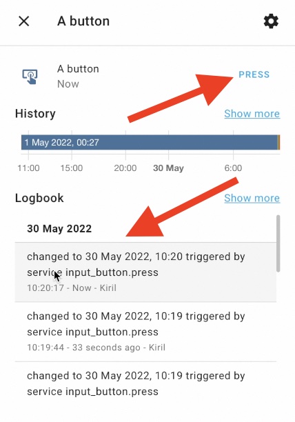 Logbook records are shown live in Home Assistant 2022.6