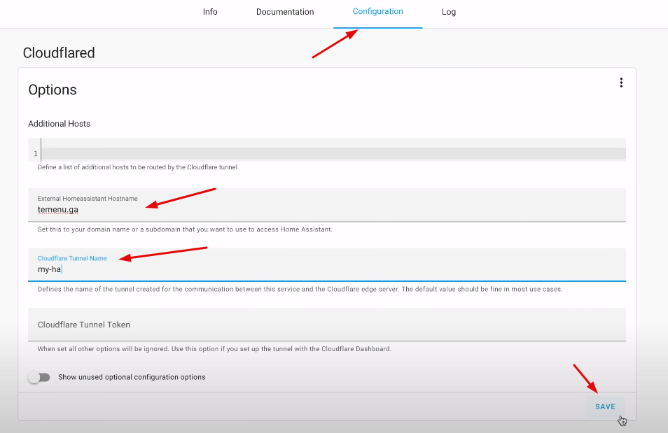 Adding Details Like Domain And Tunnel Name In The Configuration Section