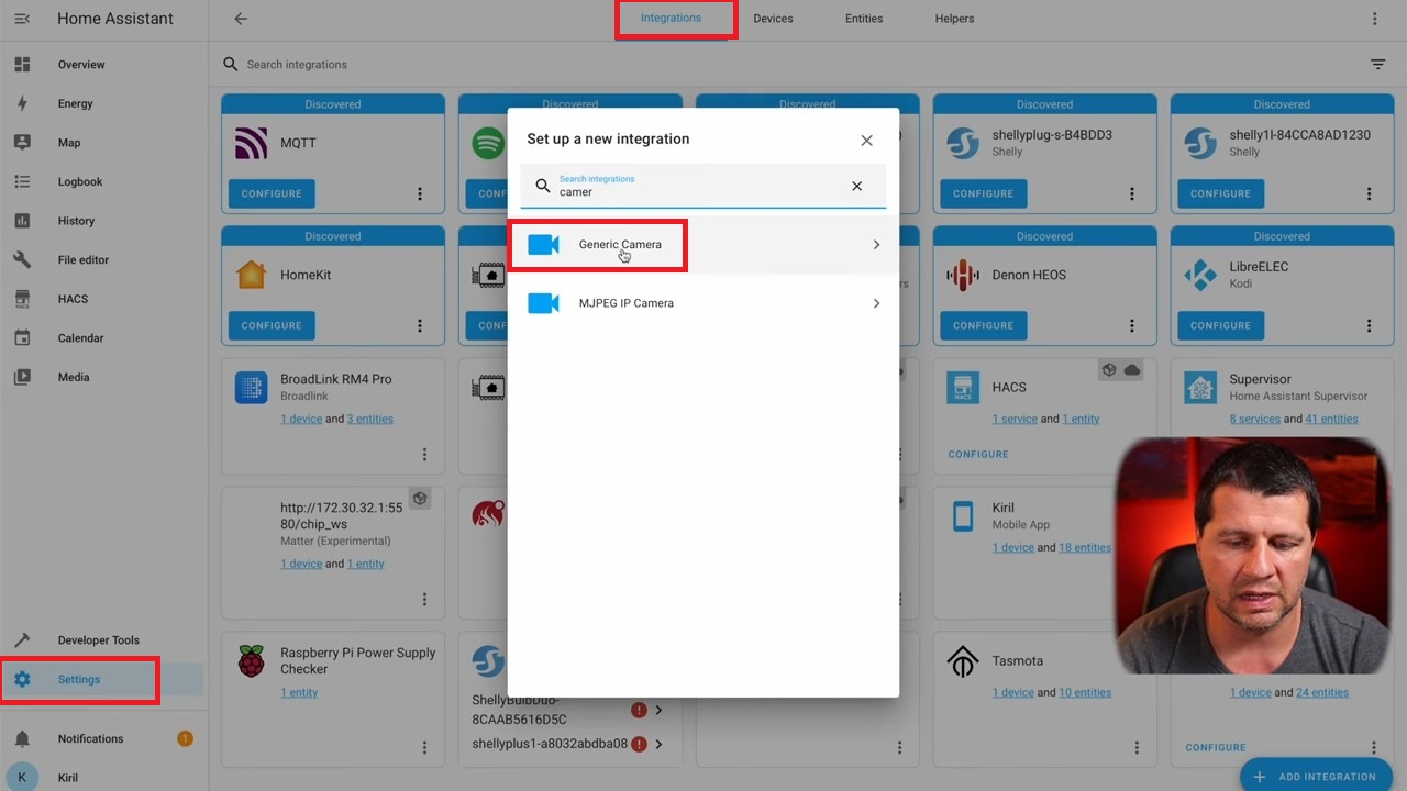 Adding a Generic Camera in Home Assistant.