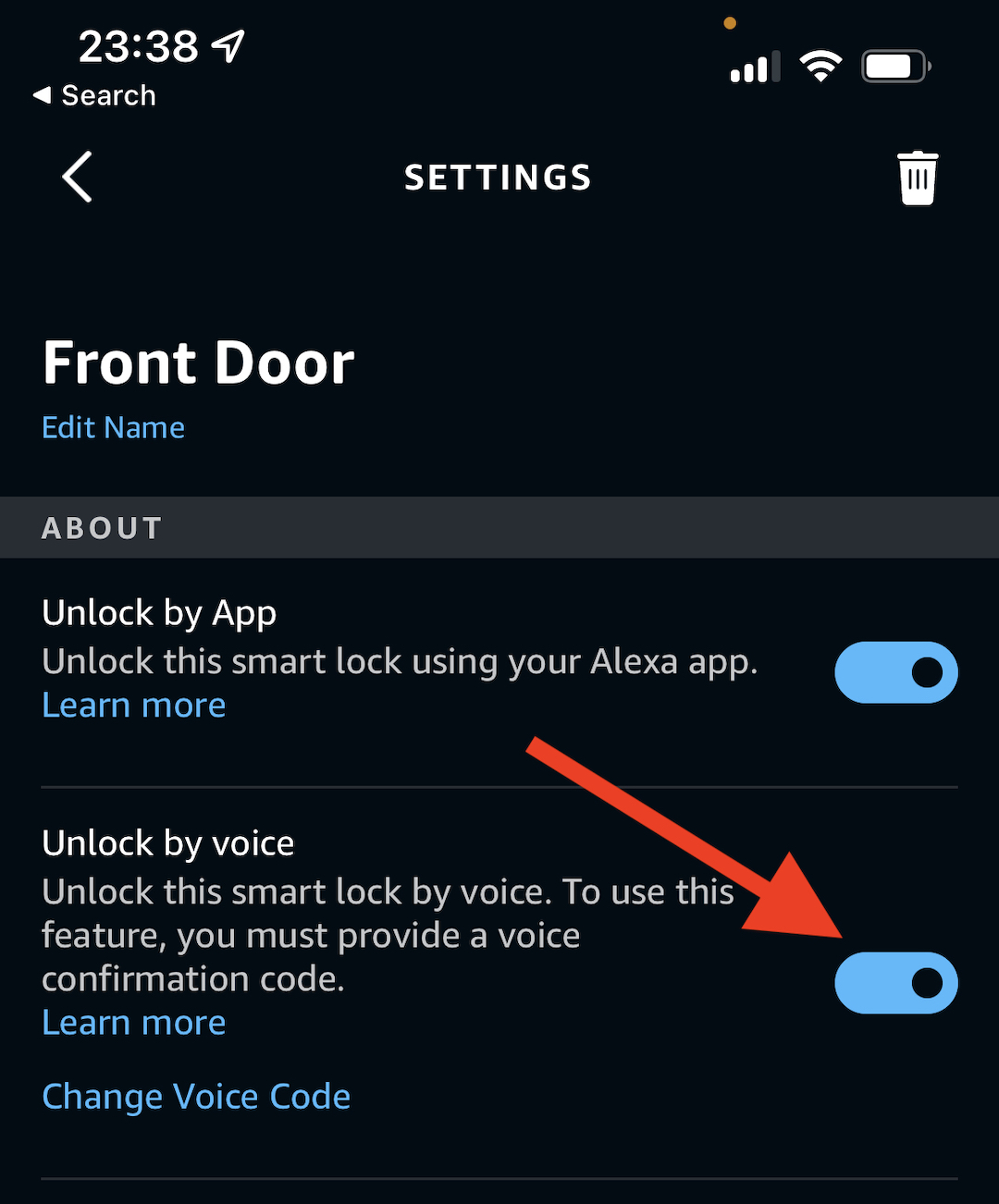 Alexa unlock by Voice option