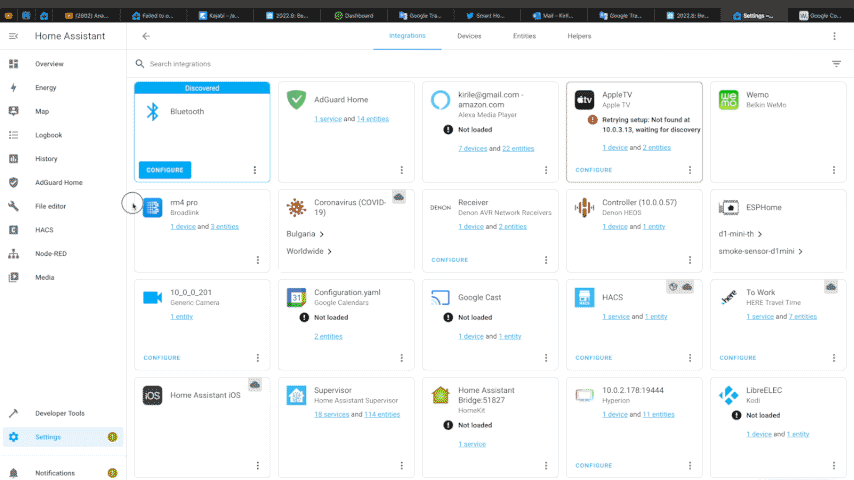 Adding the Bluetooth integration in Home Assistant