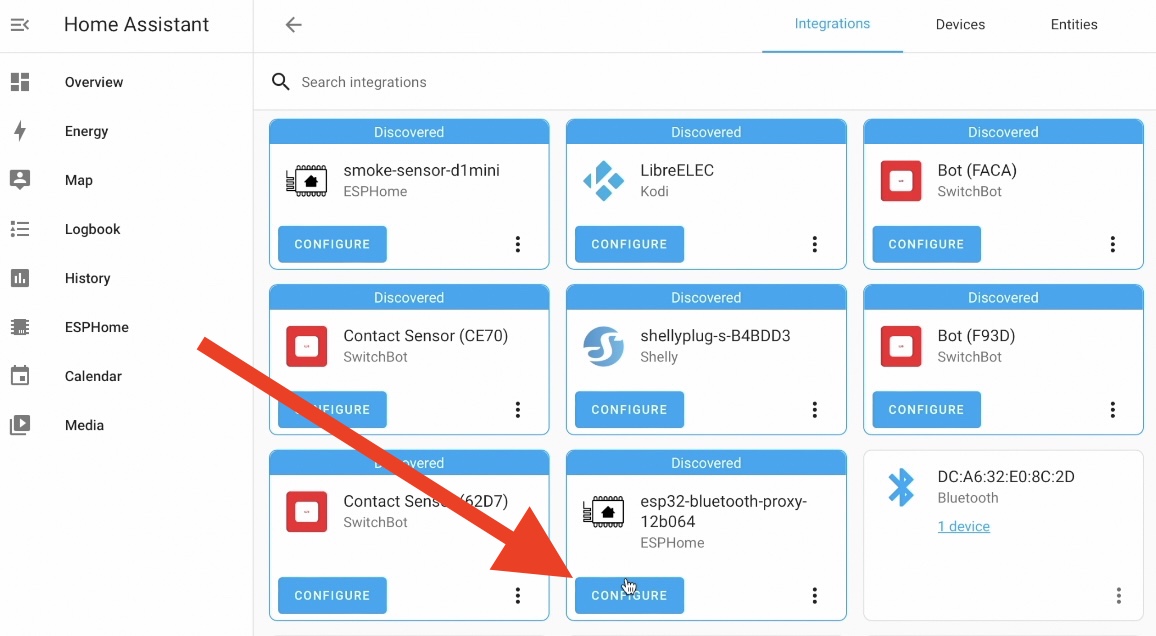 Configure ESPHome Bluetooth proxy in Home Assistant