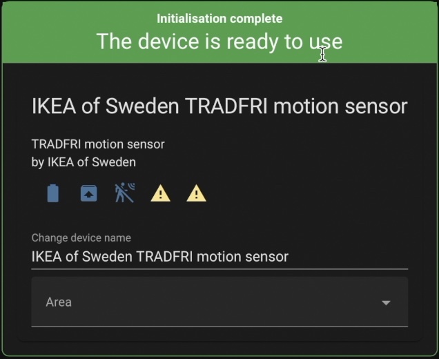 IKEA Motion Sensor is now ready to be used in Home Assistant