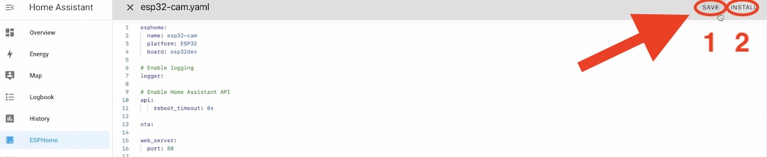 Save and Install ESPHome Firmware configurations