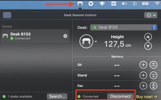 Connected IDASEN Desk to the Desk Remote Control app 