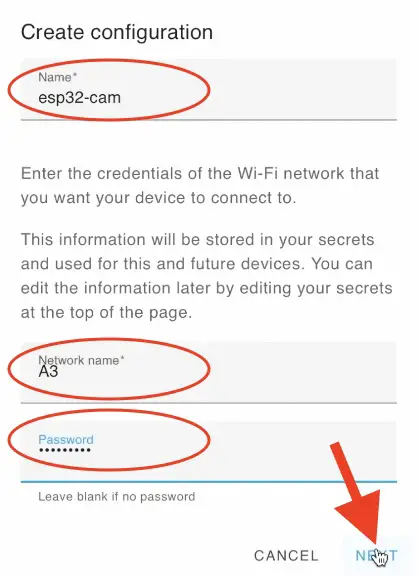 Adding my device name and WIFI Credentials