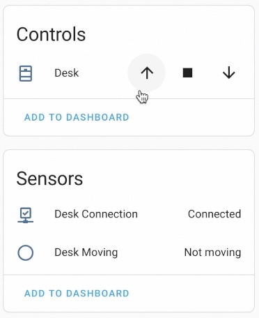 Default IDASEN controls in Home Assistant