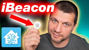 Kiril Peyanski holding an iBeacon with iBeacon label and Home Assistant logo