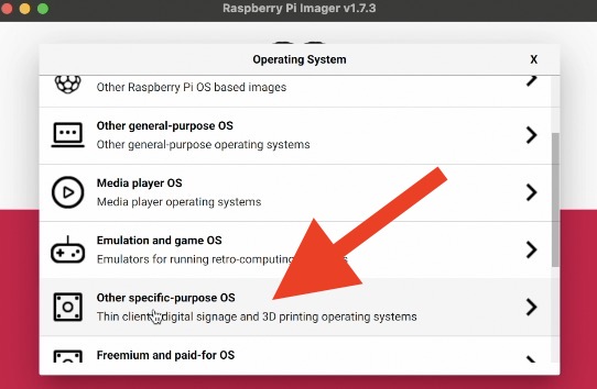 Raspberry Pi Imager other specific-purpose OS