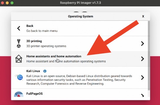 Raspberry Pi Imager Home assistants and home automation