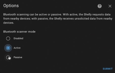 Selecting Active or Passive scanner mode from Home Ass