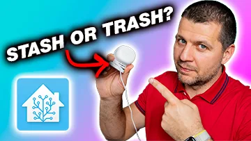 Stash or Trash label and Kiril Peyanski pointing at Aqara FP1 Human Presence sensor