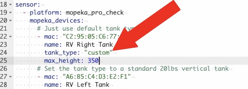 Setting a custom tank type may not be needed if you have 20lb, 30lb or 40lb tank. They can be predefined.
