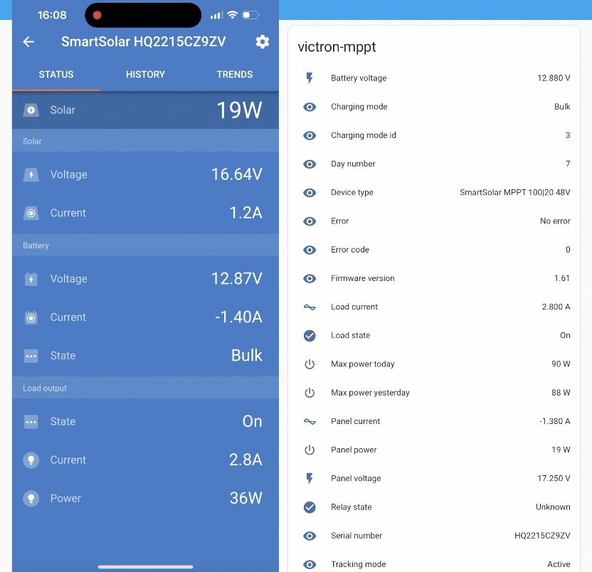 VictronConnect Mobile App vs Home Assistant 