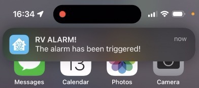 Alarm Is triggered notification
