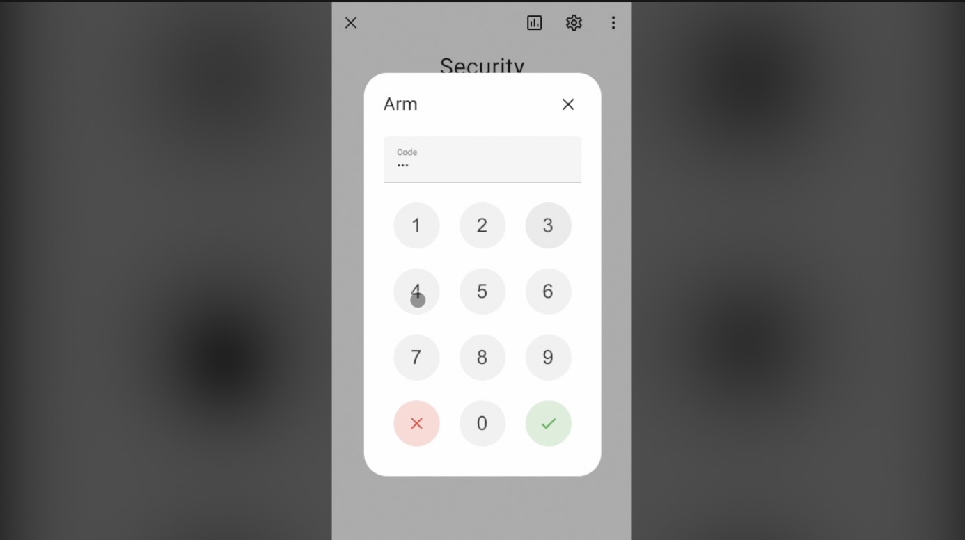 In Home Assistant 2023.4 or later The Alarm Card Keypad is shown only when it is needed