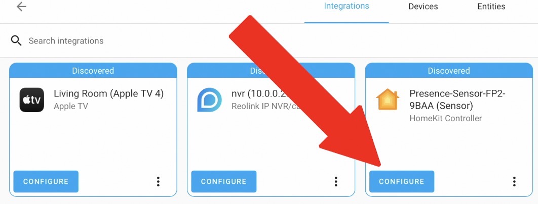 Auto discovered Aqara FP2 sensor in Home Assistant