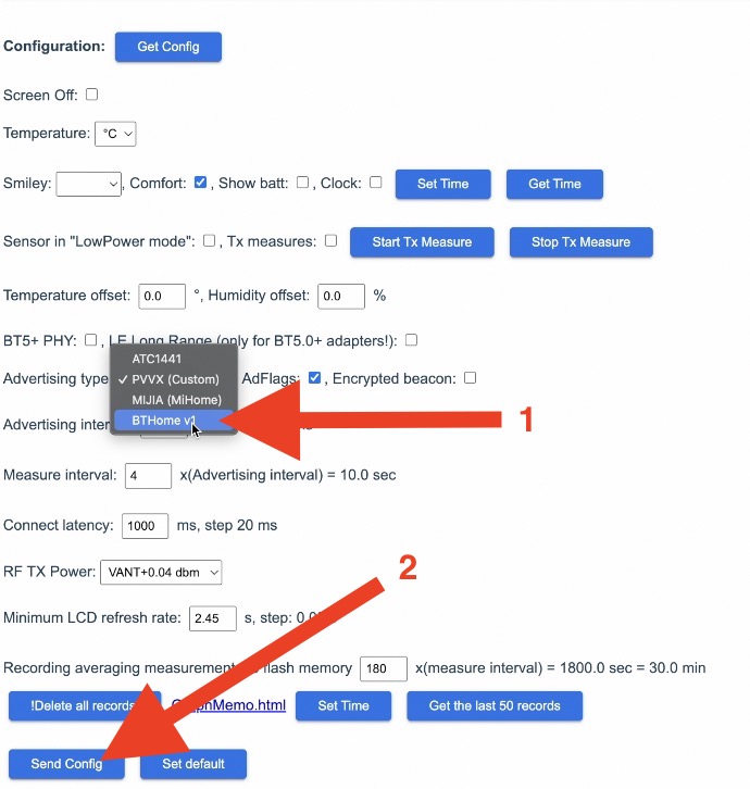 Selecting BTHome option here is important if you wish the device to be auto discovered by Home Assistant