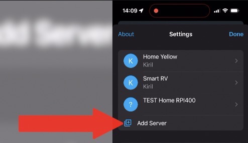 Adding new server from the Home Assistant companion app is possible
