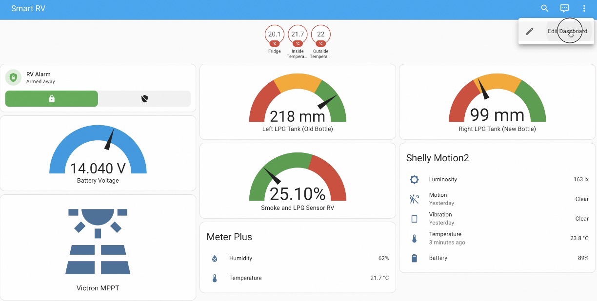 Click on the three dots menu > edit dashboard