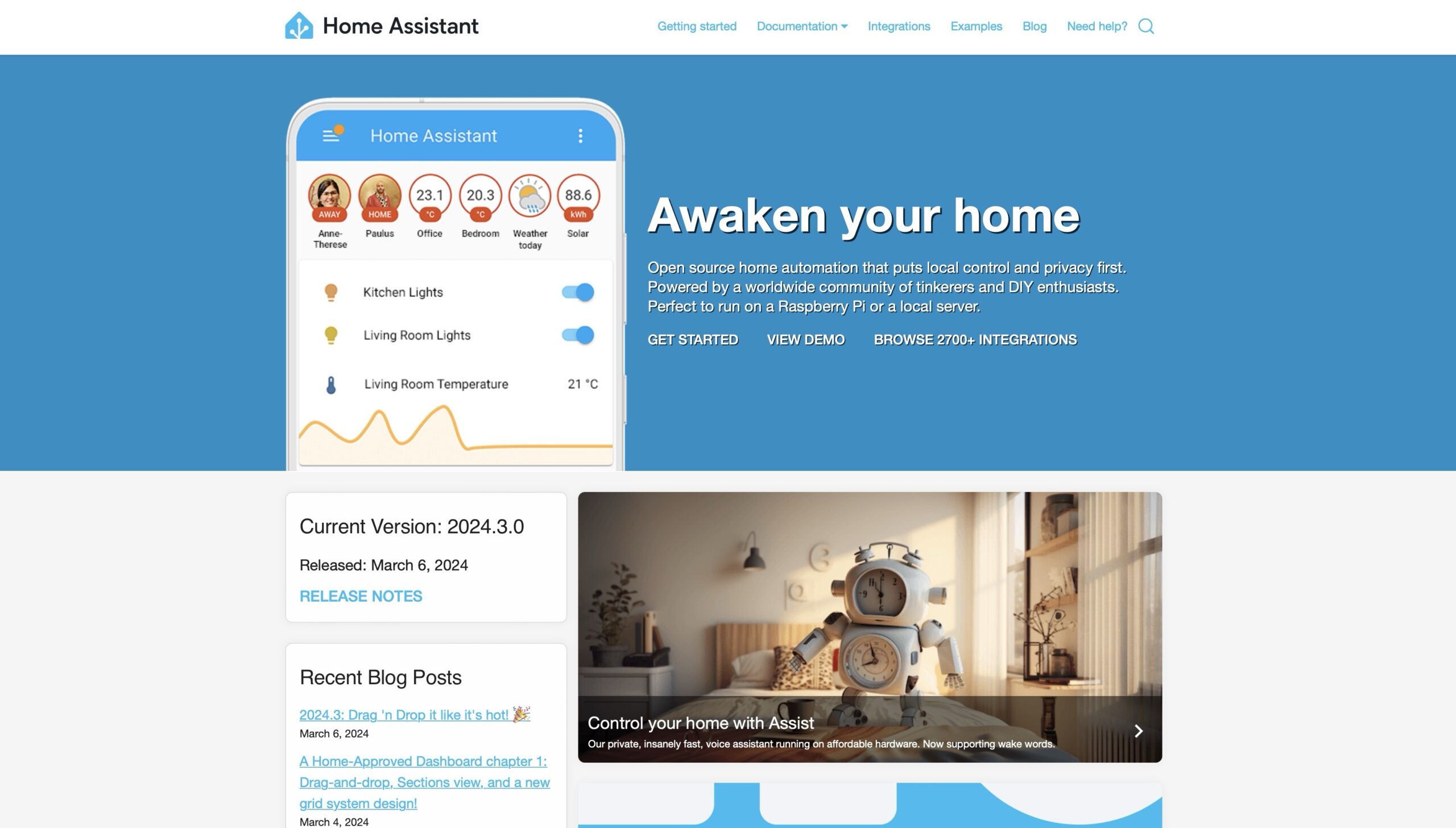 Home Assistant web page