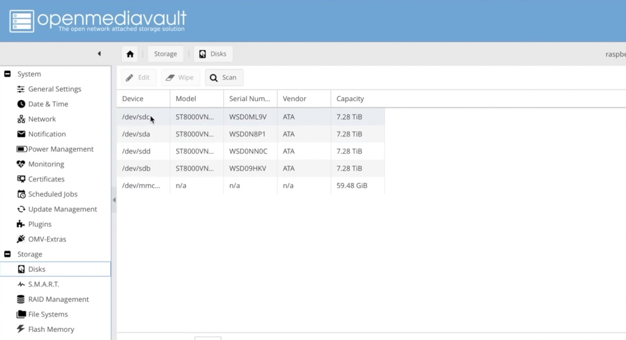 OpenMediaVault or OMV for short web interface
