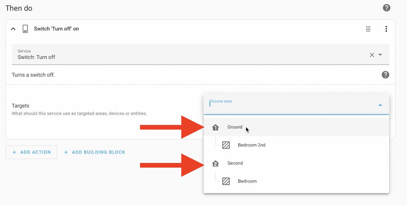 You can select Floors as targets in the automations