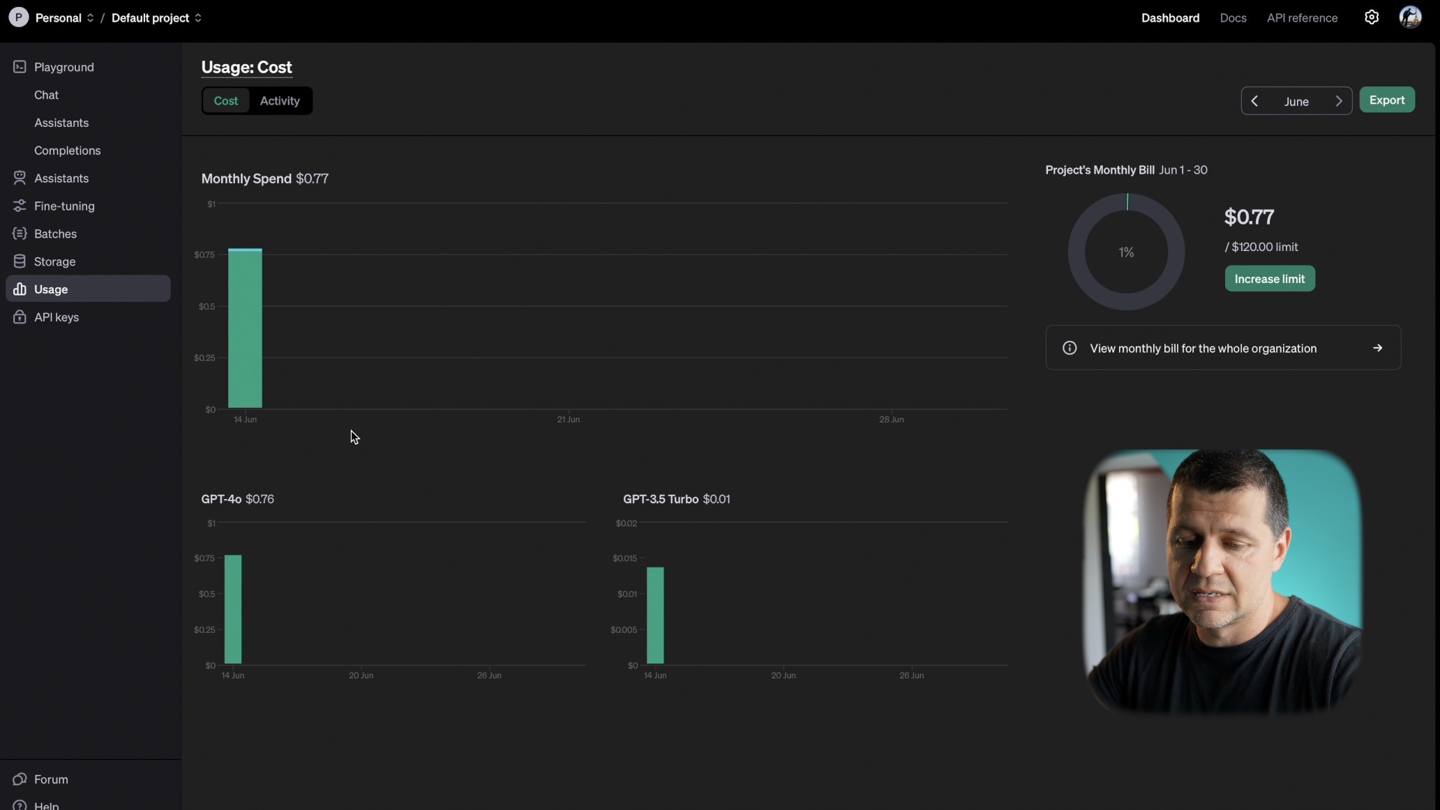 OpenAI portal where I can see the usage cost of the Home Assistant ChatGPT integration