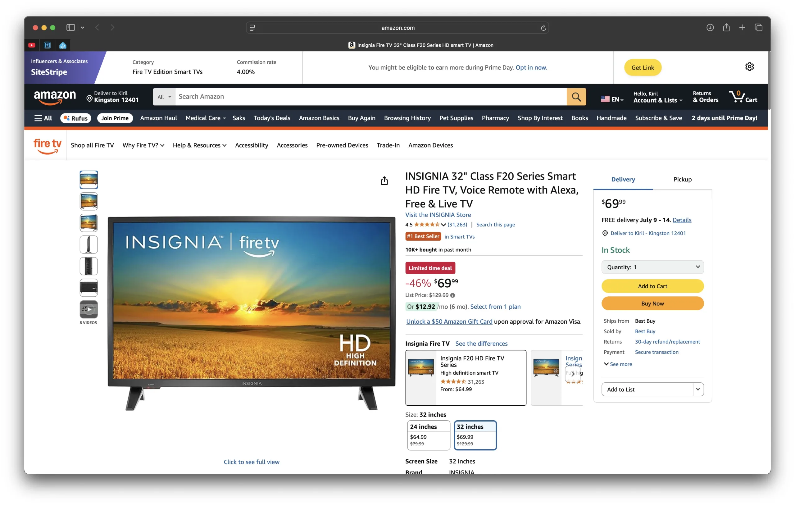 Smart 32" Fire TV with Alexa for very cheap is the first Prime Day 2025 deal that I found