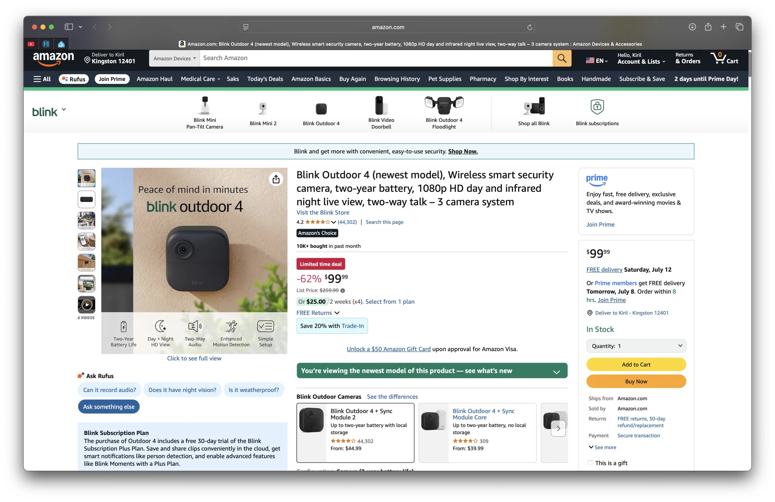 Number 3 on My Top 10 Prime Day 2025 smart home deals is Blink Outdoor Camera system