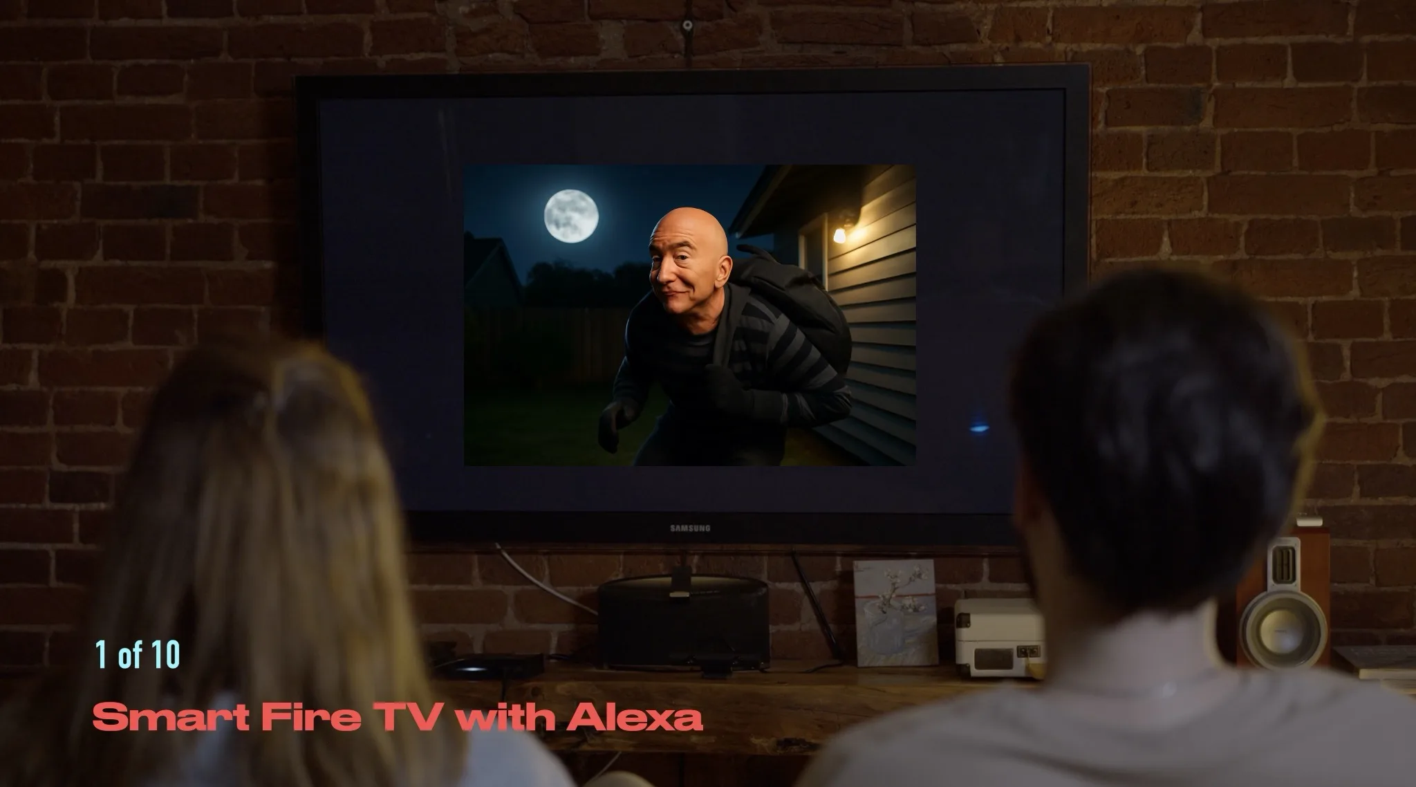 Jeff Bezos as a burglar caught on Smart 32" Fire TV