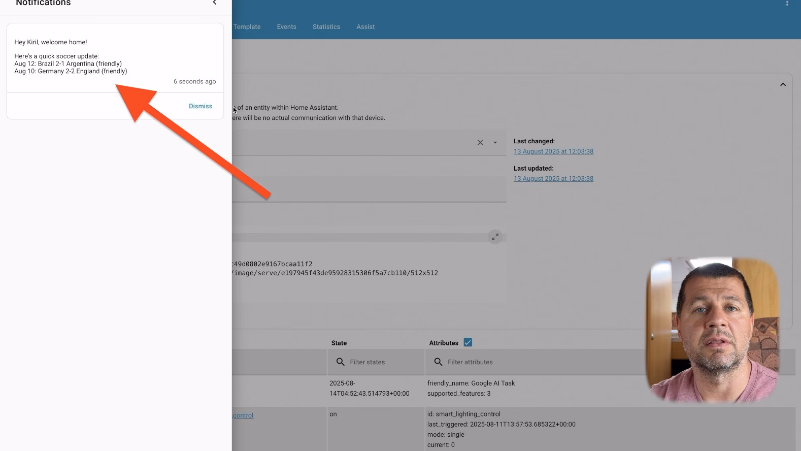 Generating a smart welcome message thanks to AI Task in Home Assistant
