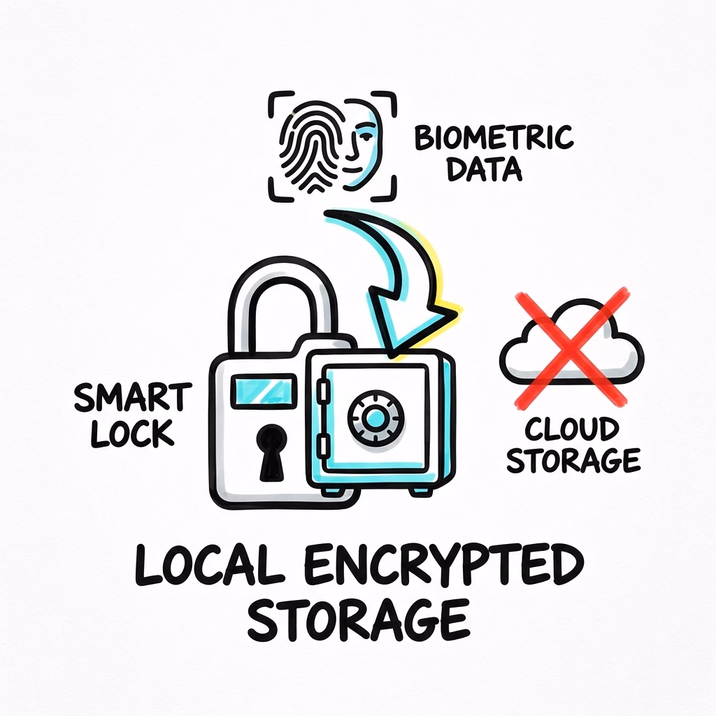 SwitchBot Lock Vision Pro local biometric storage privacy diagram