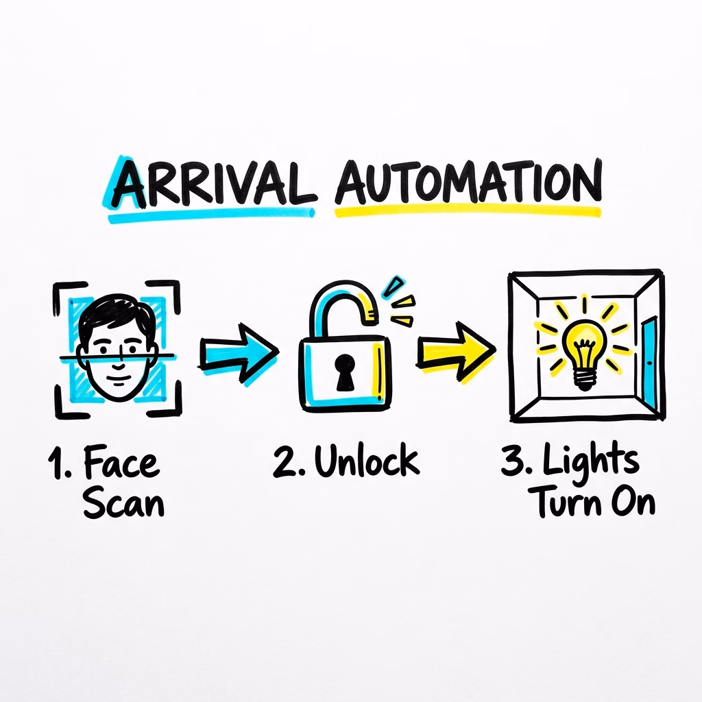 SwitchBot Lock Vision Pro Home Assistant arrival automation flow