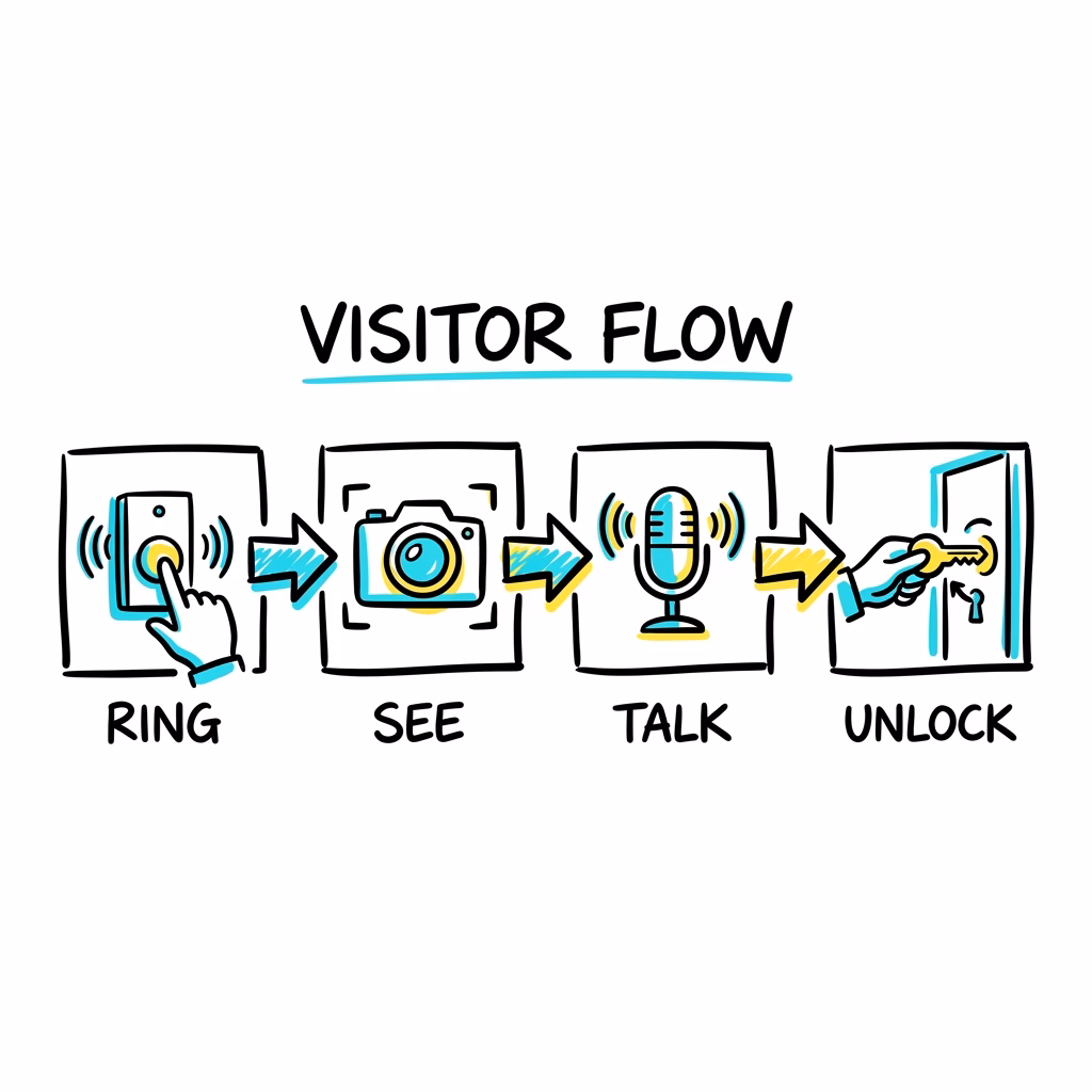 SwitchBot Lock Vision Pro visitor flow with video doorbell and Home Assistant