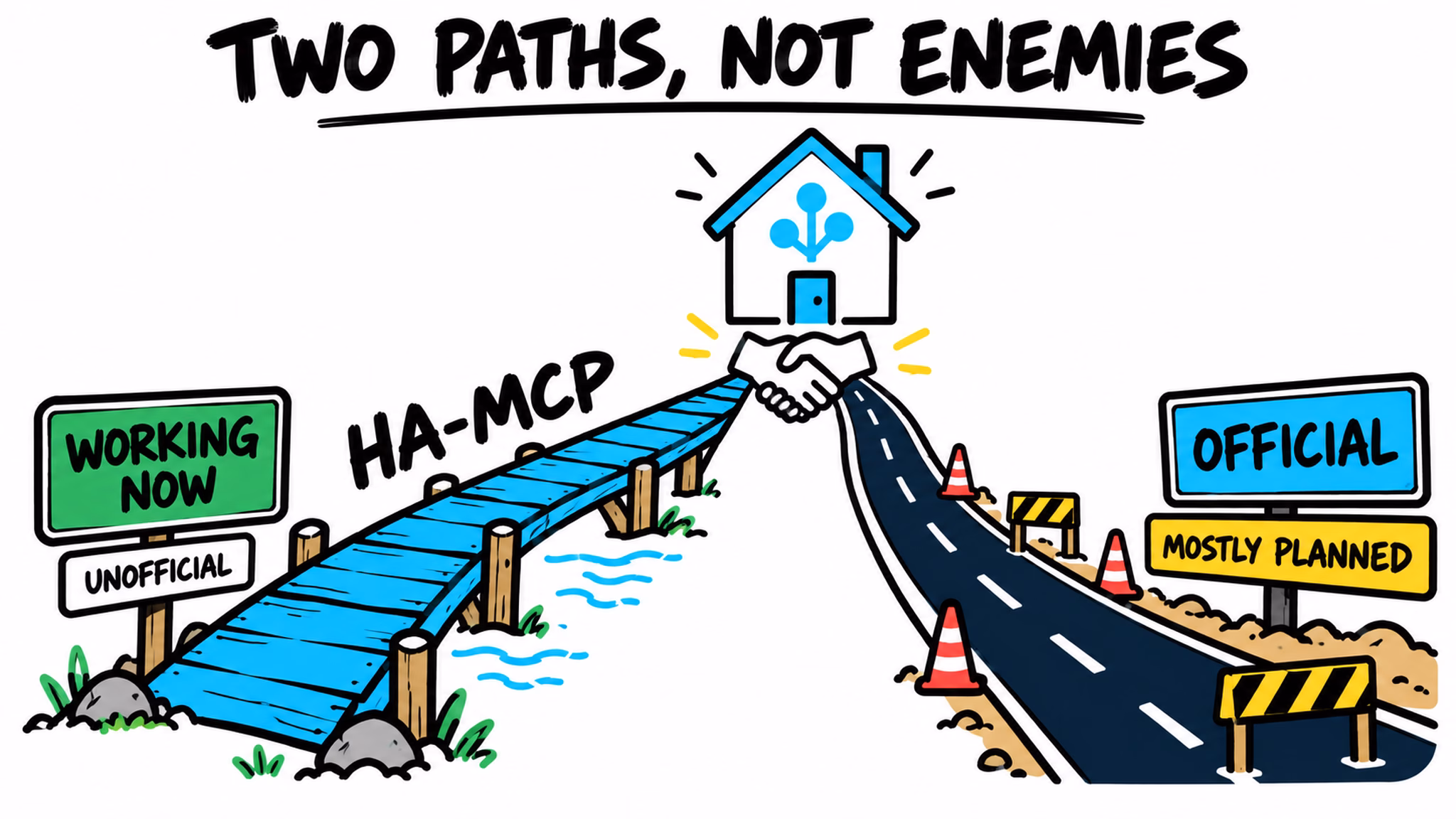 Home Assistant AI roadmap compared with the working unofficial ha-mcp path